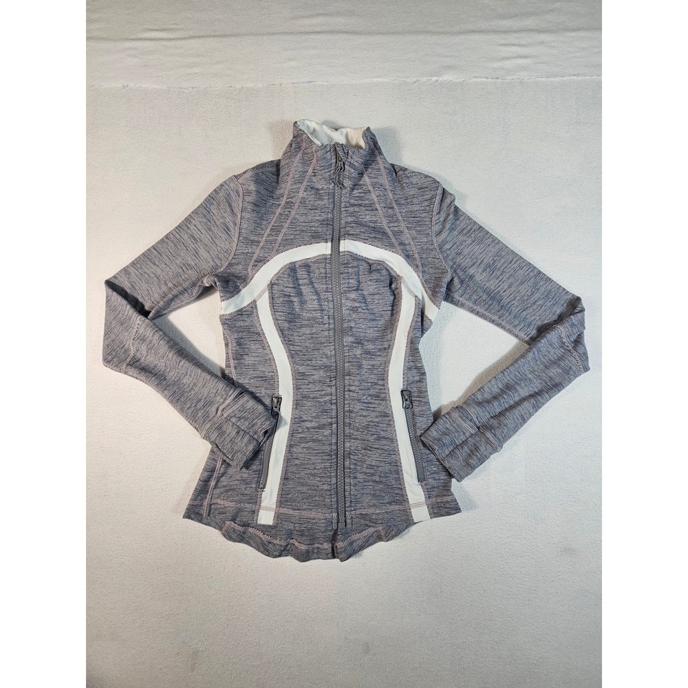 Lululemon Define Jacket Grey Space Dye Heathered White Contrast Size 4 Full Zip